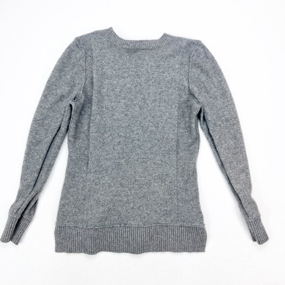 Saks Fifth Avenue Cashmere Grey Long Sleeve Zipper Accent Size M - Picture 2 of 6